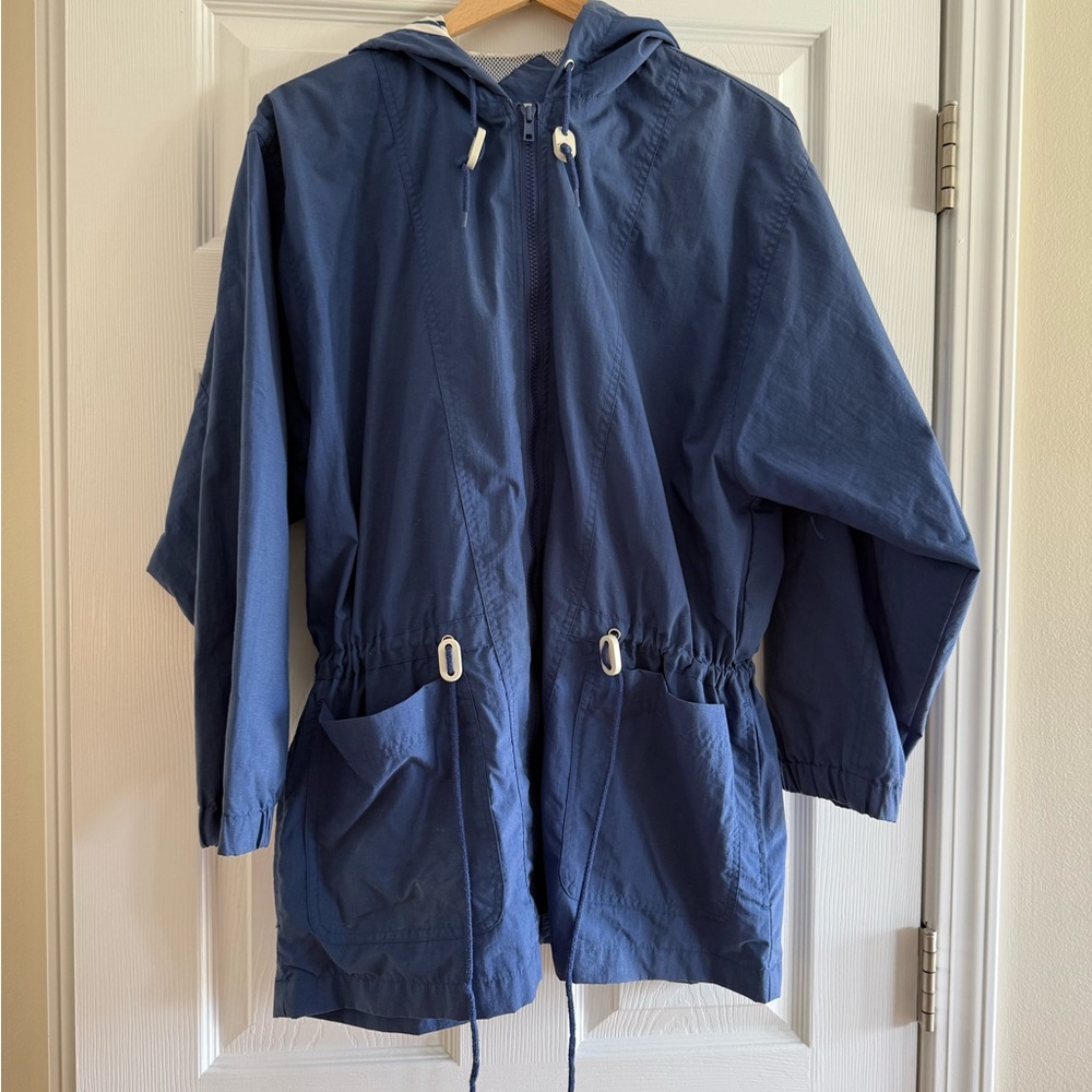 Blue Hooded Jacket with Drawstring